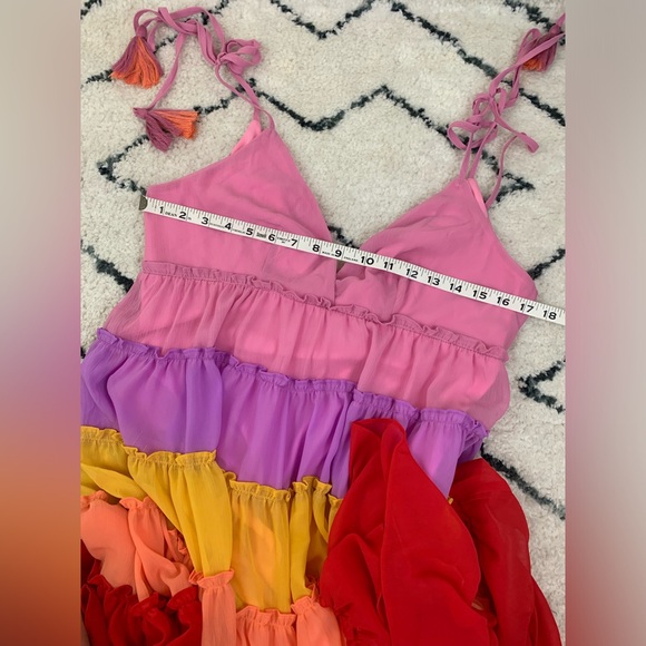 NWOT | LFD Tiered Rainbow Mini Sundress | summer party dress - Picture 7 of 9